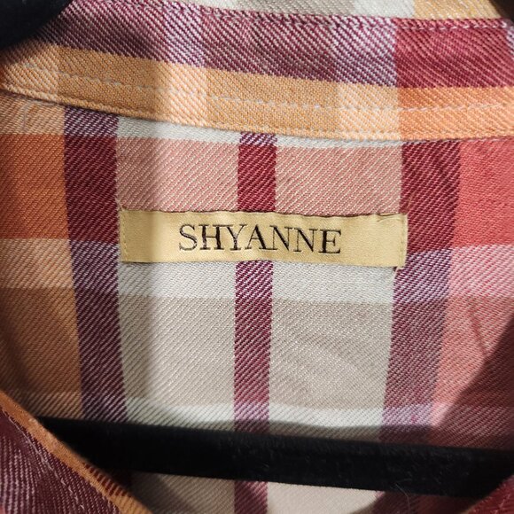Shyanne Womens Plaid Button-Down Shirt Orange Red Large - Picture 2 of 14